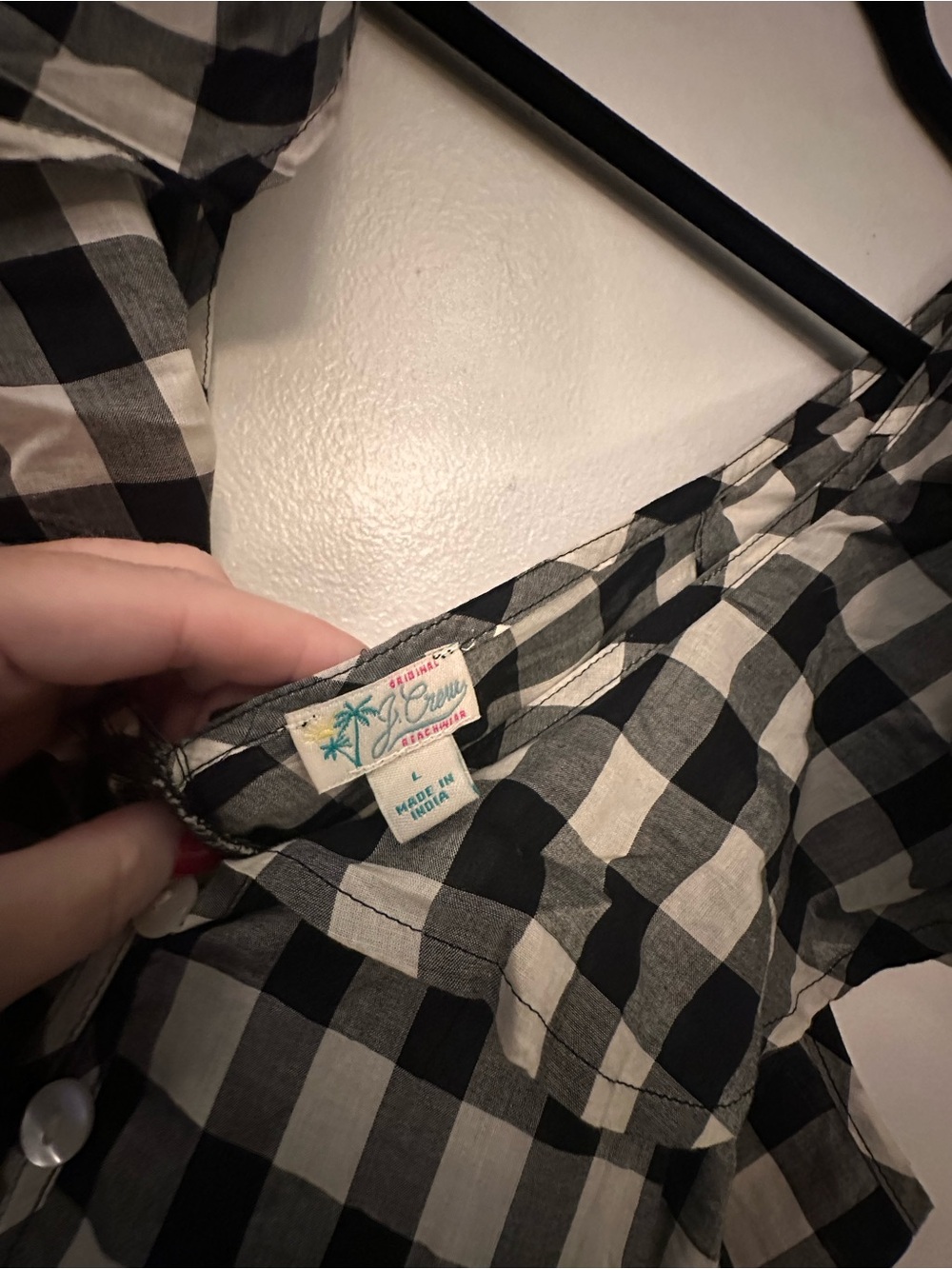 J. Crew Black and White Gingham Button-Front Maxi Dress with Ruffle Straps - Picture 3 of 3